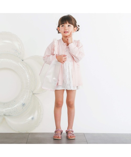 SLAP SLIP（スラップスリップ）の「ジップ付き胸リボンフリルラッシュガード(90~140cm)（ラッシュガード・キッズ・ホワイト/ピンク・100cm/120cm/130cm/140cm/90cm/110cm）」の10枚目の写真