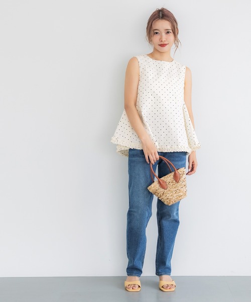 coca（coca）（コカ）の「ホイップフリルAラインブラウス（シャツ/ブラウス・レディース・ホワイト/ブラック/ドット・M/L/S）」の4枚目の写真