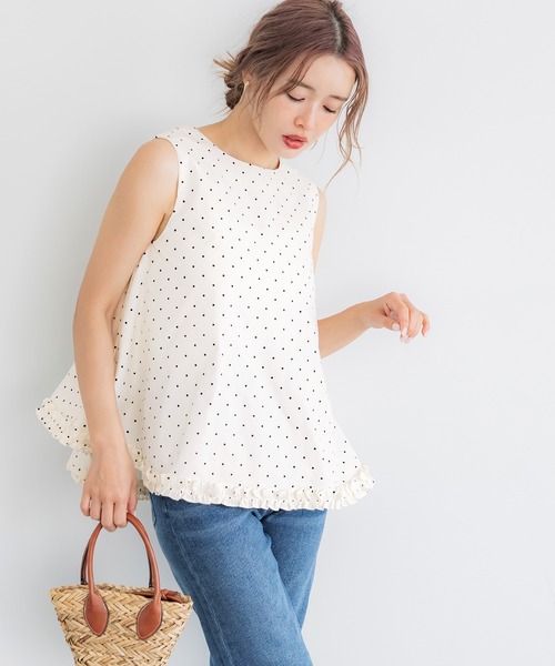 coca（coca）（コカ）の「ホイップフリルAラインブラウス（シャツ/ブラウス・レディース・ホワイト/ブラック/ドット・M/L/S）」の5枚目の写真