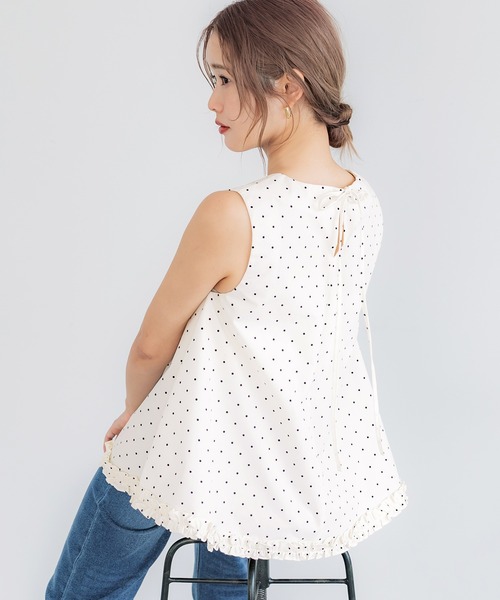 coca（coca）（コカ）の「ホイップフリルAラインブラウス（シャツ/ブラウス・レディース・ホワイト/ブラック/ドット・M/L/S）」の8枚目の写真
