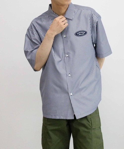 CONVERSE(コンバース)の「CONVERSE ストライプワッペンシャツ(シャツ/ブラウス・メンズ・ホワイト/ネイビー・M/L/XL)」の8枚目の写真