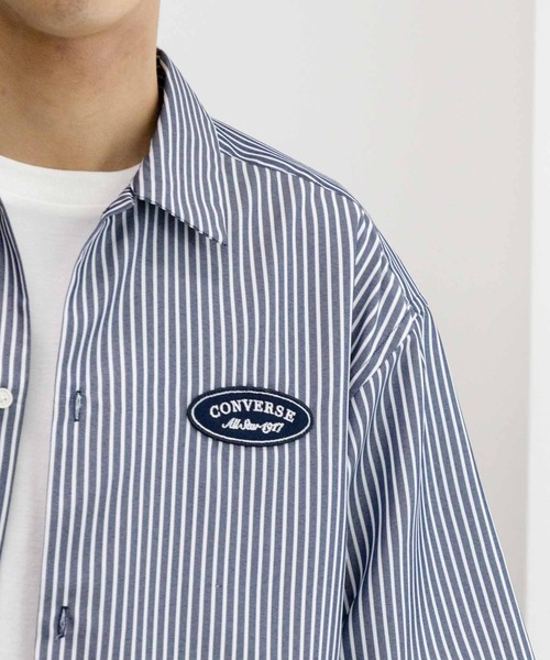 CONVERSE(コンバース)の「CONVERSE ストライプワッペンシャツ(シャツ/ブラウス・メンズ・ホワイト/ネイビー・M/L/XL)」の11枚目の写真