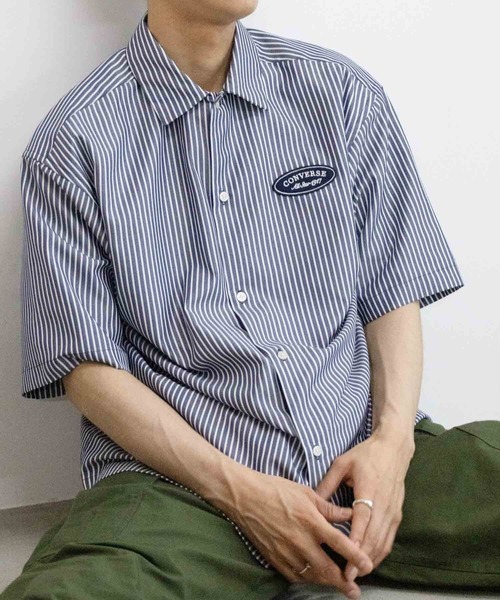 CONVERSE(コンバース)の「CONVERSE ストライプワッペンシャツ(シャツ/ブラウス・メンズ・ホワイト/ネイビー・M/L/XL)」の19枚目の写真