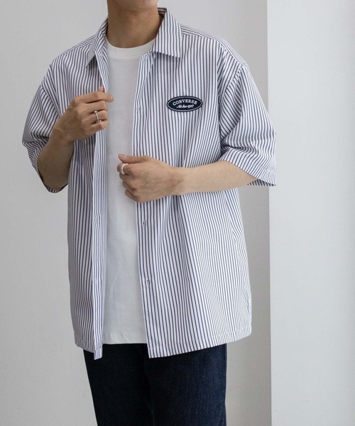 CONVERSE(コンバース)の「CONVERSE ストライプワッペンシャツ(シャツ/ブラウス・メンズ・ホワイト/ネイビー・M/L/XL)」の20枚目の写真