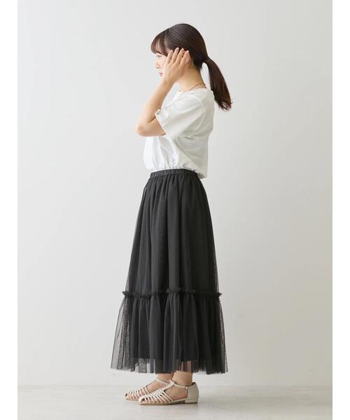 AMERICAN HOLIC(アメリカンホリック)の「【WEB限定・小柄女性向け】ティアードチュールスカート(スカート・レディース・ライトグレー/ブラック・XS)」の8枚目の写真