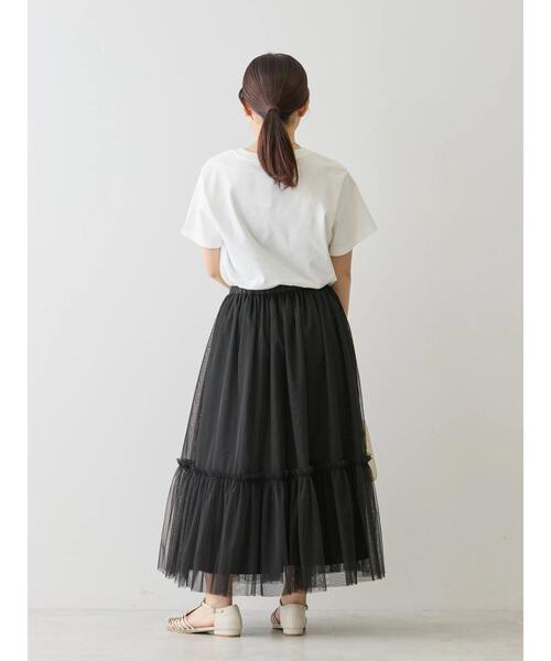 AMERICAN HOLIC(アメリカンホリック)の「【WEB限定・小柄女性向け】ティアードチュールスカート(スカート・レディース・ライトグレー/ブラック・XS)」の9枚目の写真