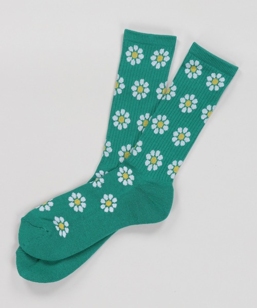 SPINNS(スピンズ)の「デイジーコットンソックス(ソックス/靴下・メンズ・ブラック/グリーン/オフホワイト・25-27CM)」の3枚目の写真