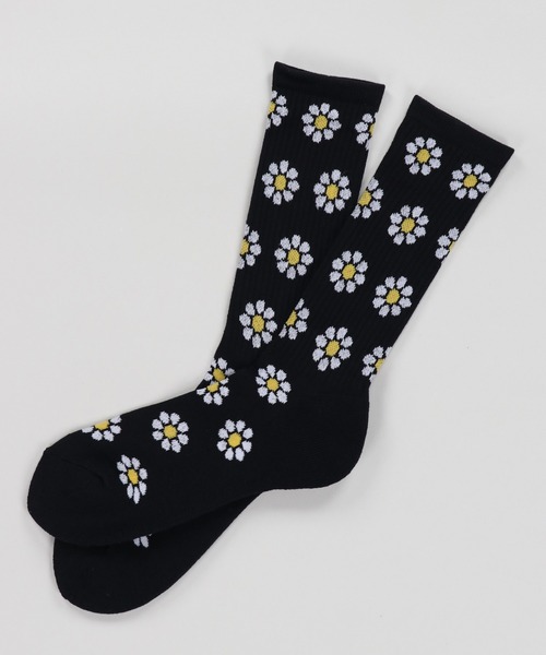 SPINNS(スピンズ)の「デイジーコットンソックス(ソックス/靴下・メンズ・ブラック/グリーン/オフホワイト・25-27CM)」の2枚目の写真