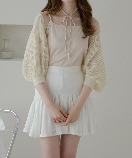 Ambre Neige(アンブルネージュ)の「マルチウェイサテンキャミソール/【WEB/EC限定商品】(キャミソール・レディース・ブラック/ライトブルー/ライトベージュ・FREE)」の12枚目の写真