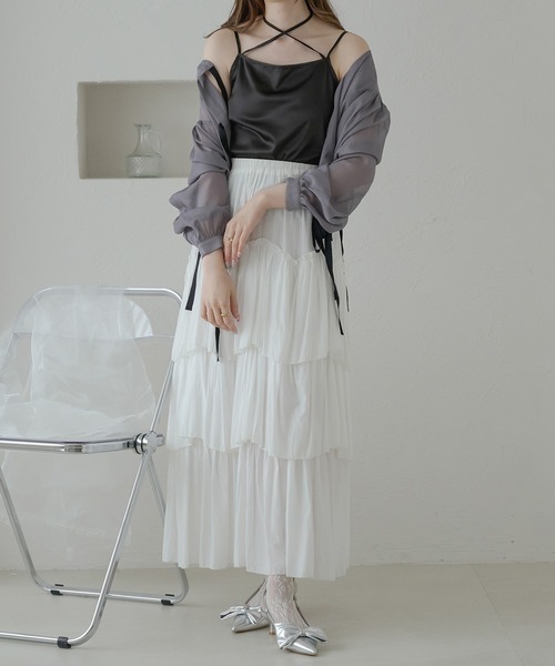 Ambre Neige(アンブルネージュ)の「マルチウェイサテンキャミソール/【WEB/EC限定商品】(キャミソール・レディース・ブラック/ライトブルー/ライトベージュ・FREE)」の6枚目の写真