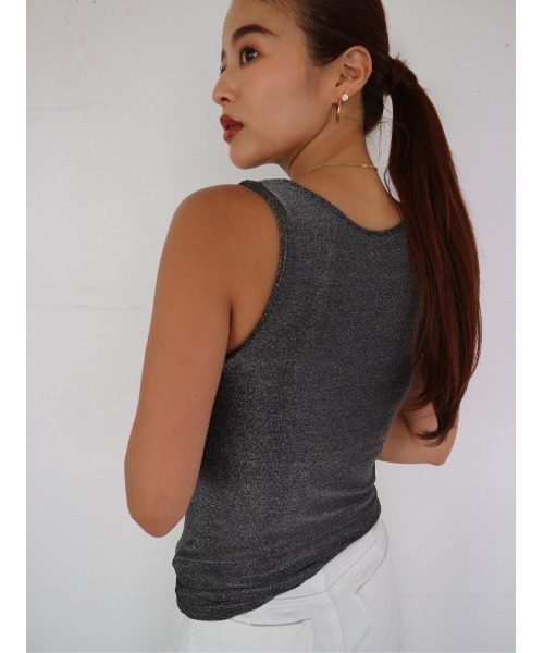 TRUNC（トランクエイティーエイト）の「Glitter American Sleeve Tank Top（タンクトップ・レディース・ブラック/グレー・FREE）」の6枚目の写真