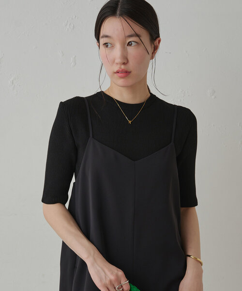 【Loungedress】リブハーフスリーブニット パル PAL 【Loungedress】リブハーフスリーブニット （brown