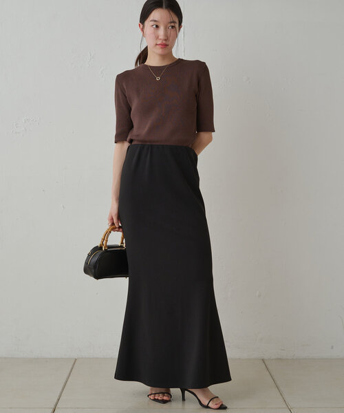 【Loungedress】リブハーフスリーブニット LOUNGEDRESS（ラウンジドレス）の「リブハーフスリーブニット