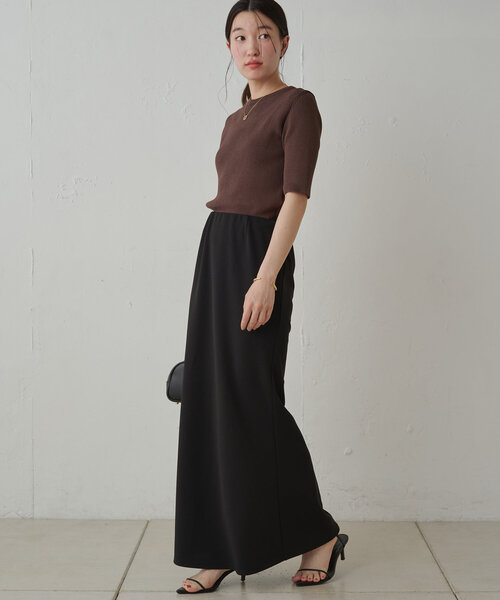 【Loungedress】リブハーフスリーブニット LOUNGEDRESS（ラウンジドレス）の「リブハーフスリーブニット