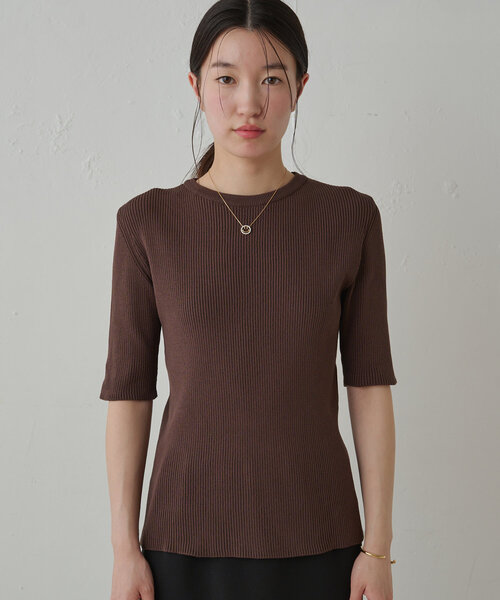 【Loungedress】リブハーフスリーブニット LOUNGEDRESS（ラウンジドレス）の「リブハーフスリーブニット