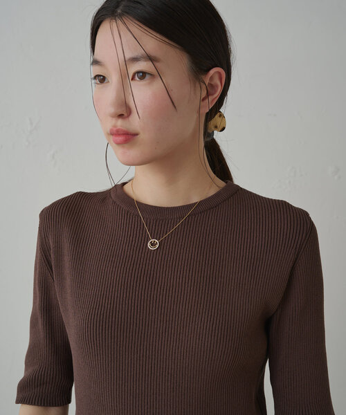 【Loungedress】リブハーフスリーブニット LOUNGEDRESS（ラウンジドレス）の「リブハーフスリーブニット