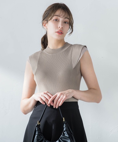 ketty(ケティ)の「配色袖フリルプルオーバー ≪手洗い可能≫(ニット/セーター・レディース・ライトグレー/ブラック/ブラウン・M)」の3枚目の写真