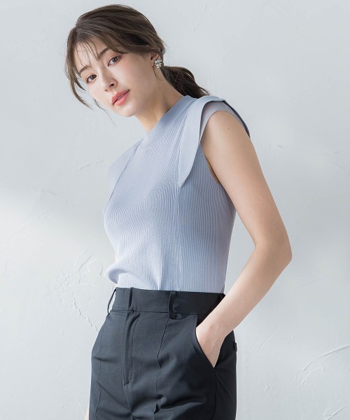 ketty(ケティ)の「配色袖フリルプルオーバー ≪手洗い可能≫(ニット/セーター・レディース・ライトグレー/ブラック/ブラウン・M)」の7枚目の写真