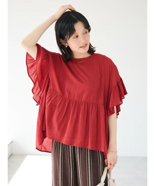 CRAFT STANDARD BOUTIQUE（クラフトスタンダードブティック）の「ヴィンテージボイルティアード切替ブラウス（シャツ/ブラウス・レディース・ブラック/ベージュ/ブルー系/レッド/ライム・FREE）」の10枚目の写真