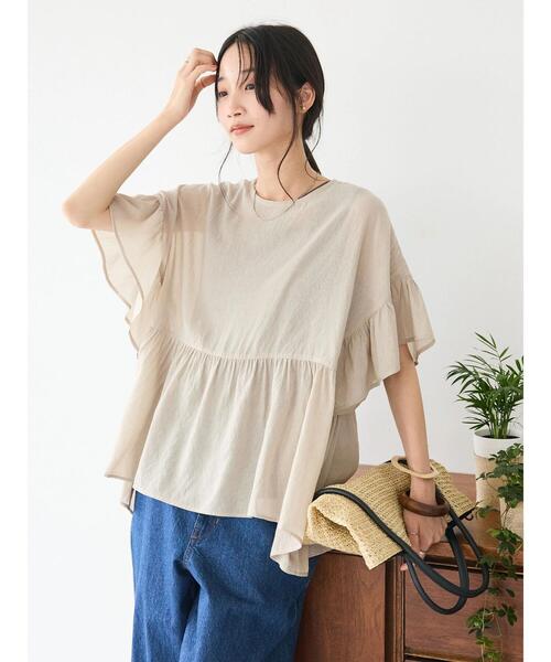 CRAFT STANDARD BOUTIQUE（クラフトスタンダードブティック）の「ヴィンテージボイルティアード切替ブラウス（シャツ/ブラウス・レディース・ブラック/ベージュ/ブルー系/レッド/ライム・FREE）」の9枚目の写真