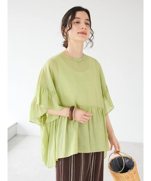 CRAFT STANDARD BOUTIQUE（クラフトスタンダードブティック）の「ヴィンテージボイルティアード切替ブラウス（シャツ/ブラウス・レディース・ブラック/ベージュ/ブルー系/レッド/ライム・FREE）」の8枚目の写真