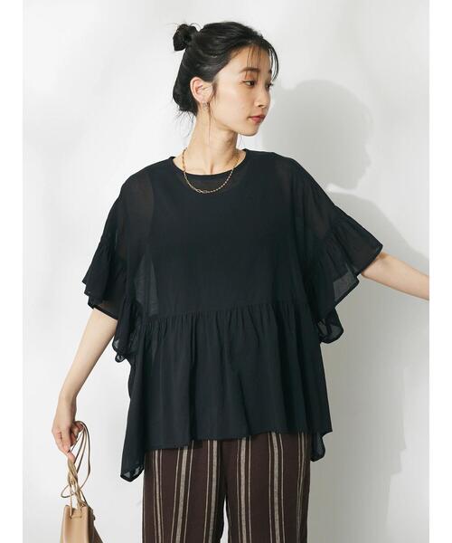 CRAFT STANDARD BOUTIQUE（クラフトスタンダードブティック）の「ヴィンテージボイルティアード切替ブラウス（シャツ/ブラウス・レディース・ブラック/ベージュ/ブルー系/レッド/ライム・FREE）」の6枚目の写真