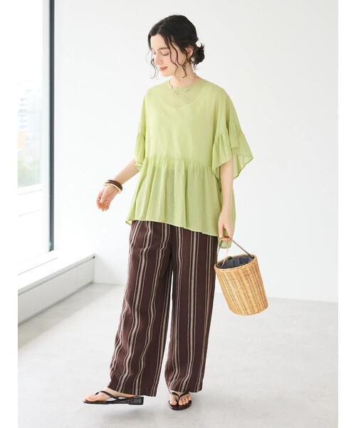 CRAFT STANDARD BOUTIQUE（クラフトスタンダードブティック）の「ヴィンテージボイルティアード切替ブラウス（シャツ/ブラウス・レディース・ブラック/ベージュ/ブルー系/レッド/ライム・FREE）」の19枚目の写真