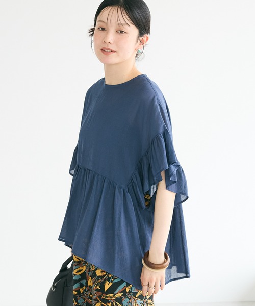 CRAFT STANDARD BOUTIQUE（クラフトスタンダードブティック）の「ヴィンテージボイルティアード切替ブラウス（シャツ/ブラウス・レディース・ブラック/ベージュ/ブルー系/レッド/ライム・FREE）」の5枚目の写真