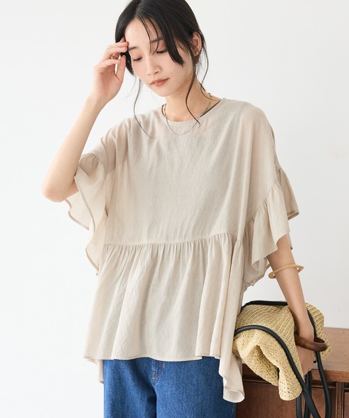 CRAFT STANDARD BOUTIQUE（クラフトスタンダードブティック）の「ヴィンテージボイルティアード切替ブラウス（シャツ/ブラウス・レディース・ブラック/ベージュ/ブルー系/レッド/ライム・FREE）」の3枚目の写真