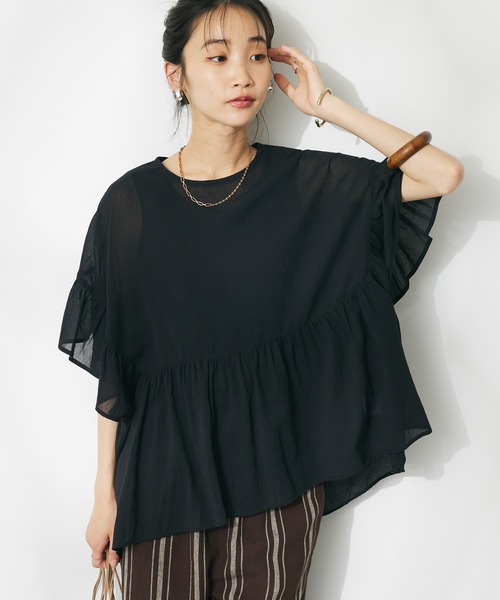 CRAFT STANDARD BOUTIQUE（クラフトスタンダードブティック）の「ヴィンテージボイルティアード切替ブラウス（シャツ/ブラウス・レディース・ブラック/ベージュ/ブルー系/レッド/ライム・FREE）」の2枚目の写真