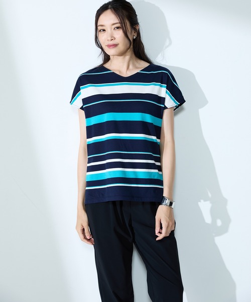 A/C DESIGN BY ALPHA CUBIC（エーシーデザインバイアルファキュービック）の「マルチボーダープルオーバー（Tシャツ/カットソー・レディース・ブラック/ネイビー/ライトグレー・LL/L/M）」の21枚目の写真