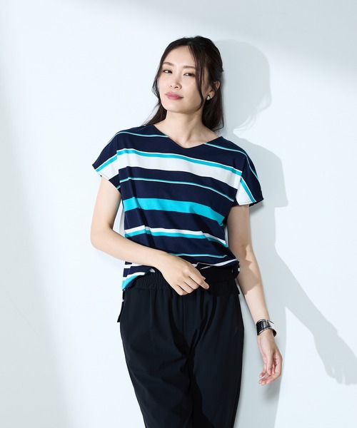 A/C DESIGN BY ALPHA CUBIC（エーシーデザインバイアルファキュービック）の「マルチボーダープルオーバー（Tシャツ/カットソー・レディース・ブラック/ネイビー/ライトグレー・LL/L/M）」の22枚目の写真