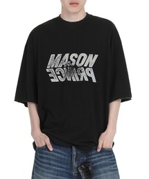 オーバーサイズ 汚れ加工 反転ロゴデザイン Tシャツ DT4252【MASONPRINCE】