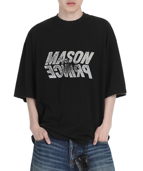 tシャツ Tシャツ オーバーサイズ逆さまデザインロゴプリントTシャツ DT4137「M.P Studios × THE GOD PARTICLE」 tシャツ Tシャツ オーバーサイズ逆さまデザインロゴプリントTシャツ