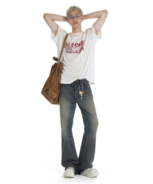 MASONPRINCE(メイソンプリンス)の「オーバーサイズ 汚れ加工 反転ロゴデザイン Tシャツ DT4252【MASONPRINCE】(Tシャツ/カットソー・メンズ・グレー/ブラック/ホワイト・S/M/L)」の17枚目の写真