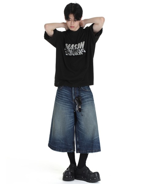 MASONPRINCE(メイソンプリンス)の「オーバーサイズ 汚れ加工 反転ロゴデザイン Tシャツ DT4252【MASONPRINCE】(Tシャツ/カットソー・メンズ・グレー/ブラック/ホワイト・S/M/L)」の11枚目の写真