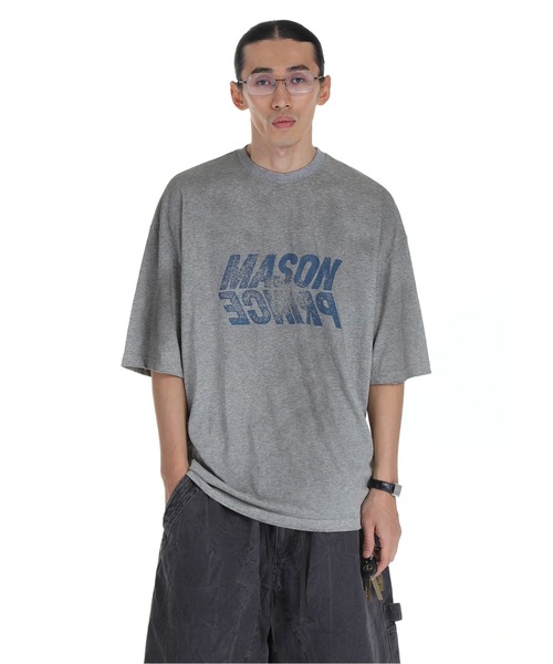 オーバーサイズ 汚れ加工 反転ロゴデザイン Tシャツ DT4252