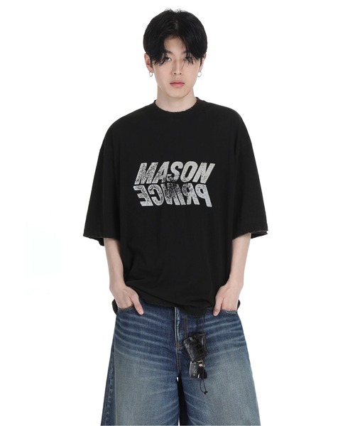オーバーサイズ 汚れ加工 反転ロゴデザイン Tシャツ DT4252