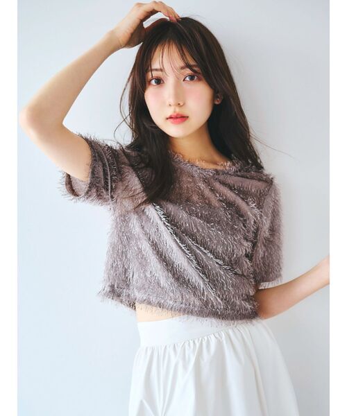 dazzlin(ダズリン)の「コンパクトシャギーリボンカットプルオーバー(Tシャツ/カットソー・レディース・オフホワイト/チャコールグレー/ピンク・FREE)」の19枚目の写真