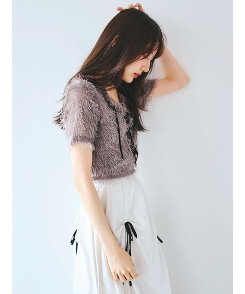dazzlin(ダズリン)の「コンパクトシャギーリボンカットプルオーバー(Tシャツ/カットソー・レディース・オフホワイト/チャコールグレー/ピンク・FREE)」の21枚目の写真