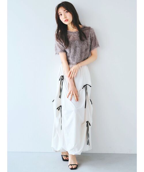 dazzlin(ダズリン)の「コンパクトシャギーリボンカットプルオーバー(Tシャツ/カットソー・レディース・オフホワイト/チャコールグレー/ピンク・FREE)」の22枚目の写真