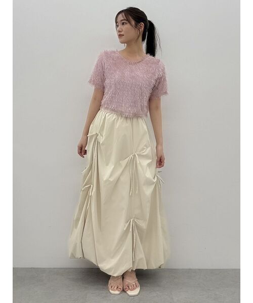 dazzlin(ダズリン)の「コンパクトシャギーリボンカットプルオーバー(Tシャツ/カットソー・レディース・オフホワイト/チャコールグレー/ピンク・FREE)」の7枚目の写真