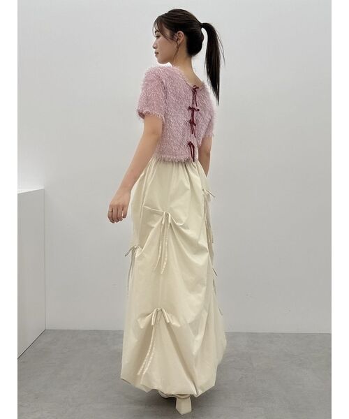 dazzlin(ダズリン)の「コンパクトシャギーリボンカットプルオーバー(Tシャツ/カットソー・レディース・オフホワイト/チャコールグレー/ピンク・FREE)」の9枚目の写真