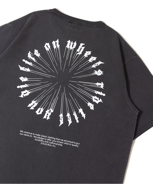 schott（ショット）の「SCHOTT-T-SHIRT MESSAGE WHEEL（Tシャツ/カットソー・メンズ・ホワイト/ブラック・M/L/XL）」の2枚目の写真