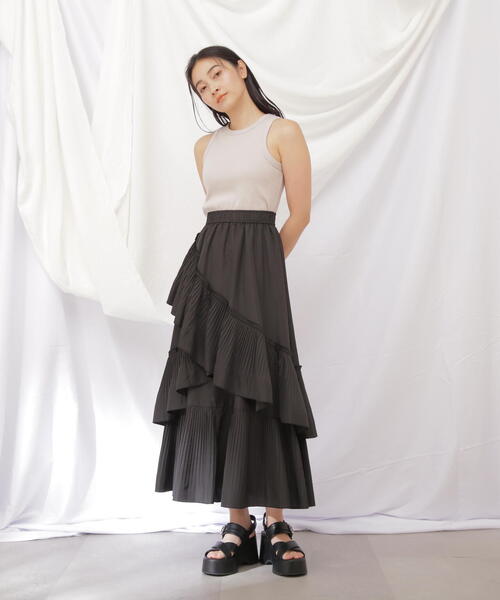 JILL by JILL STUART（ジルバイジルスチュアート）の「◇ボリュームデザインプリーツティアードスカート（スカート・レディース・ブラック/ピンク/ピンク系その他/ホワイト・FREE）」の7枚目の写真