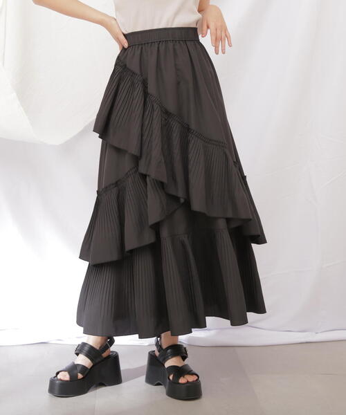 JILL by JILL STUART（ジルバイジルスチュアート）の「◇ボリュームデザインプリーツティアードスカート（スカート・レディース・ブラック/ピンク/ピンク系その他/ホワイト・FREE）」の11枚目の写真