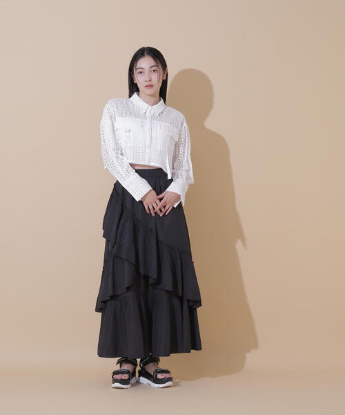 JILL by JILL STUART（ジルバイジルスチュアート）の「◇ボリュームデザインプリーツティアードスカート（スカート・レディース・ブラック/ピンク/ピンク系その他/ホワイト・FREE）」の13枚目の写真