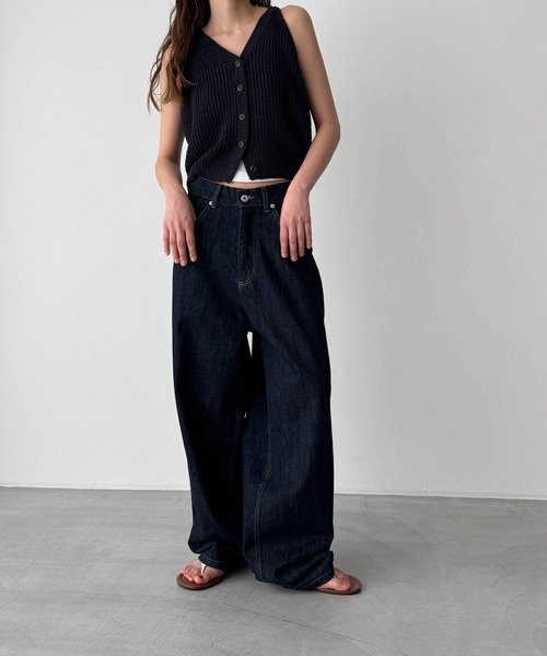CANAL JEAN(キャナルジーン)の「El mar リブアメスリニットベスト(ベスト・レディース・キナリ/ネイビー・ONE SIZE)」の8枚目の写真