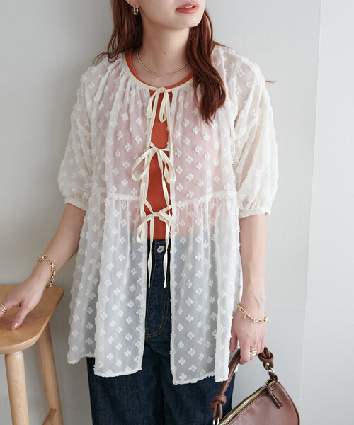 DISCOAT（ディスコート）の「【WEB限定】前後2WAYシアードットブラウス（シャツ/ブラウス・レディース・ホワイト/アイボリー/ブラック・FREE）」の9枚目の写真