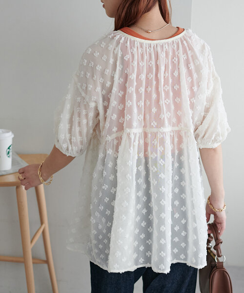 DISCOAT（ディスコート）の「【WEB限定】前後2WAYシアードットブラウス（シャツ/ブラウス・レディース・ホワイト/アイボリー/ブラック・FREE）」の10枚目の写真